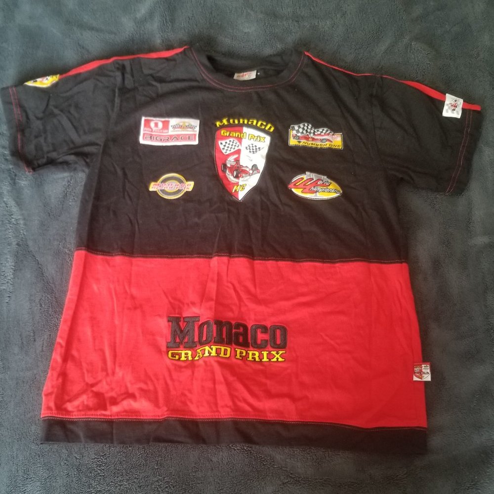NEW -Monaco Grand Prix World Championship Embroidered Shirt with Racing Patches
